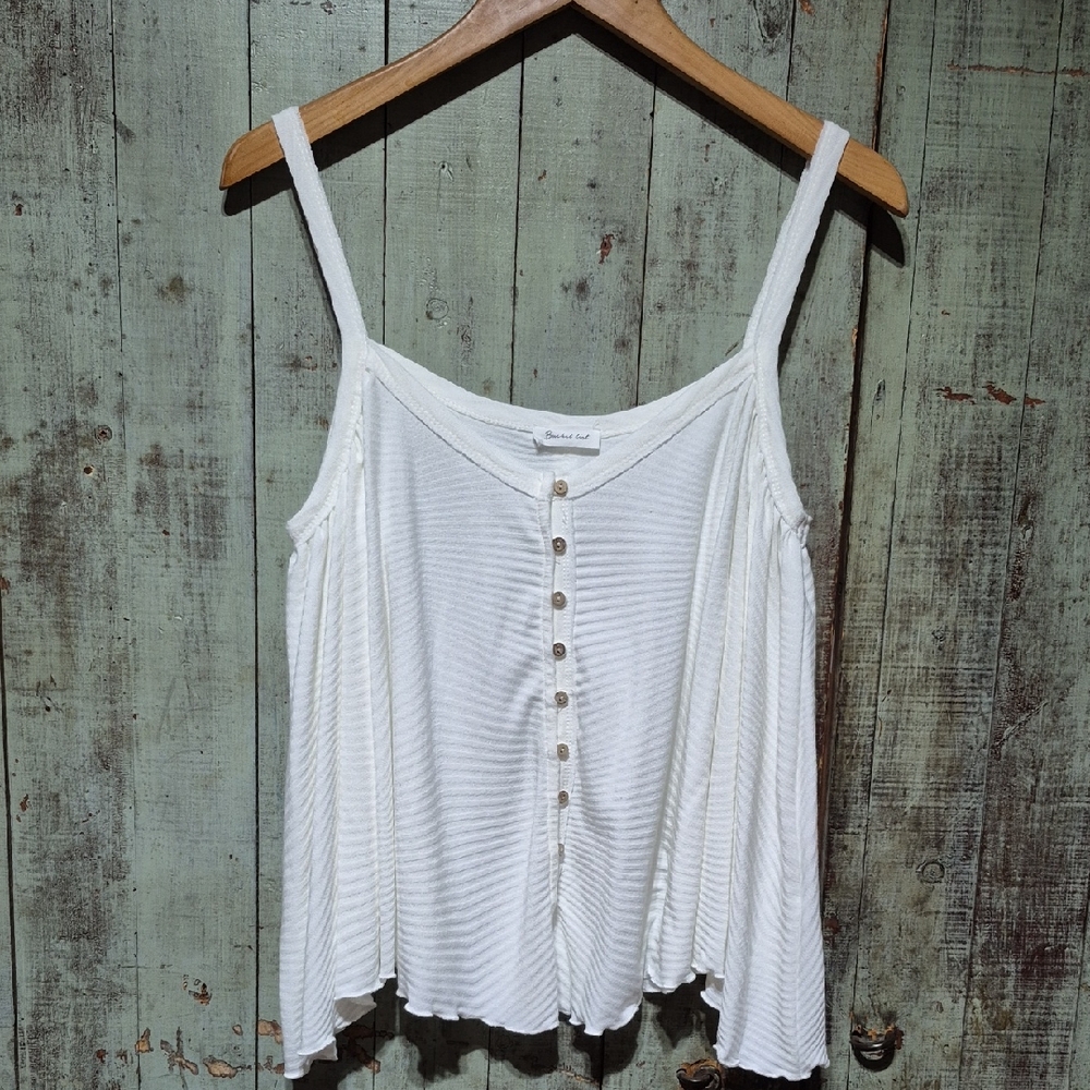 BUCKETLIST White Ribbed Buttoned Camisole